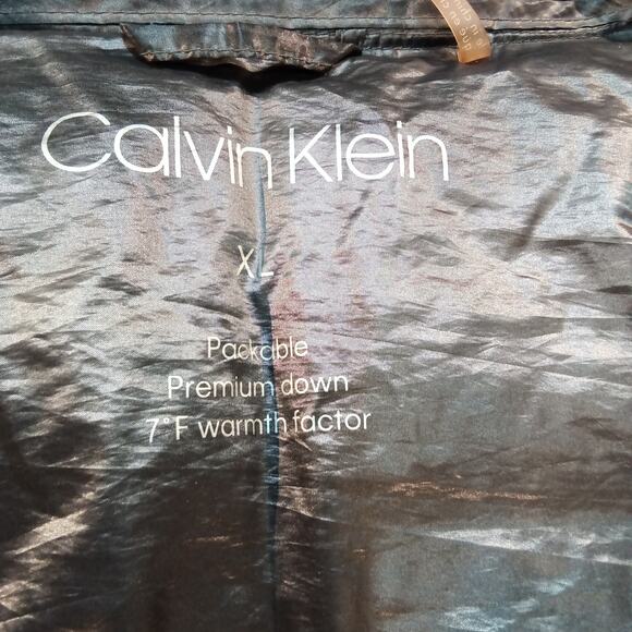 Calvin Klein Packable Down Puffer Coat Women’s XL Metallic Hooded Jacket - Picture 5 of 7